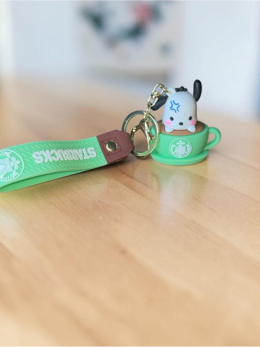 Starbucks Green Cup Keychain with Pochaccho